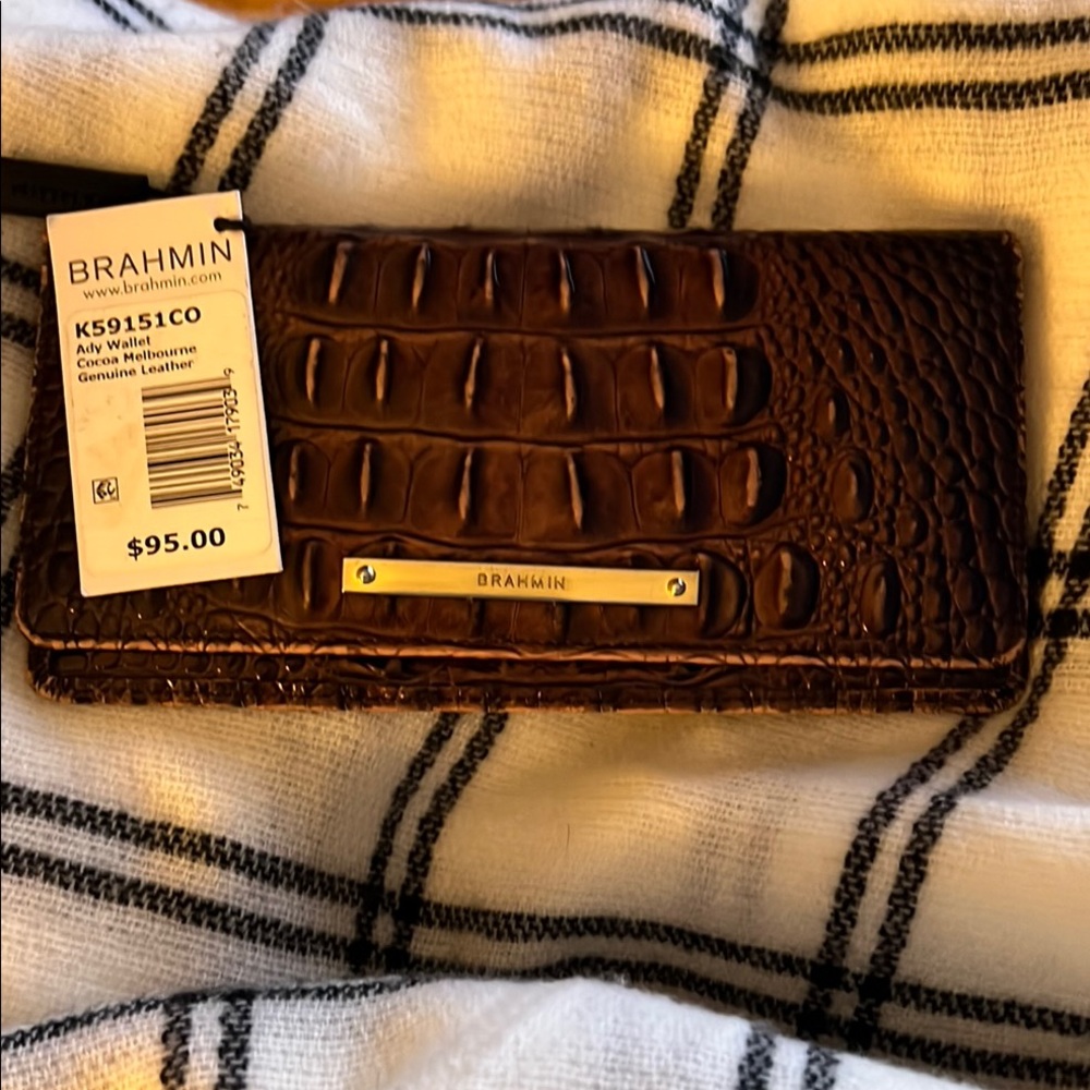 USED Brahmin Crocodile Embossed Andy Wallet in Cocoa